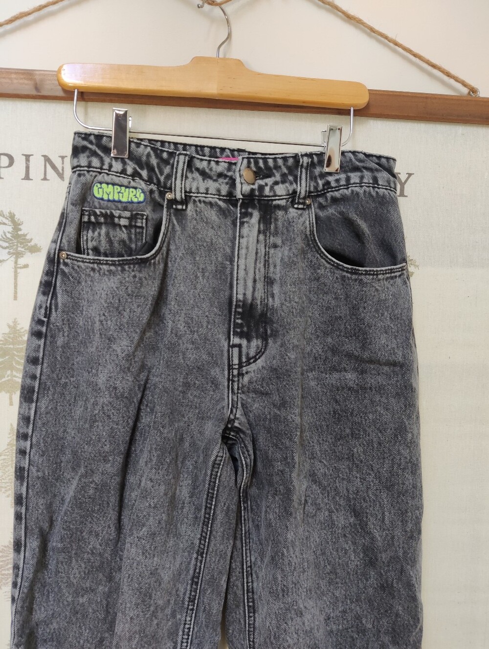 Empyre Verge Black Acid Wash High Rise Straight Leg Jeans Size 4 - Picture 2 of 7